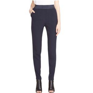 Rebecca Taylor Gray Crepe Jogger Pant with Tonal Tuxedo Stripe Size M